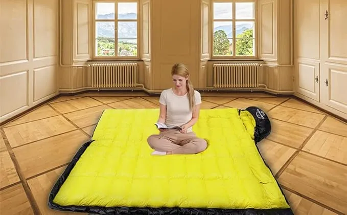 0 20 Degrees F Down Sleeping Bag for Adults,4 Season Cold Weather Rectangle Wearable Down Sleeping Bag for Camping Hiking,Can be Used as Blanket Quilt or Cloak,with Mesh Sack Buckle Strap