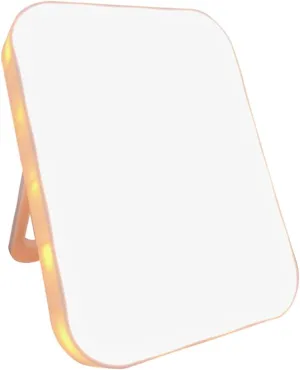 1 PC LED Desktop Portable Makeup Mirror with LED Light Color Settings USB Rechargeable High Definition Folding Cosmetic Mirror for Travel and Home Use