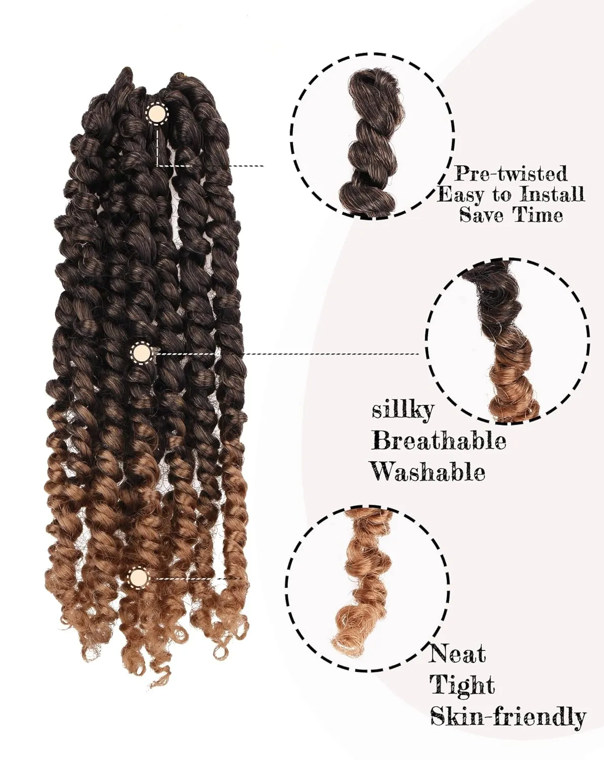 10 Inches 7 Packs Pre Looped Pretwisted Passion Twist Crochet Hair for Black Women and Kids-Ombre Blonde,Soft Hair Extensions Braided by Synthetic Spring Kinky Twist Bohemian Curl(10"-7 Packs,T1B/27)