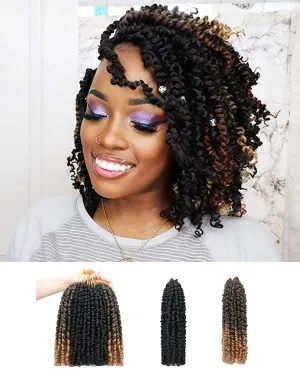 10 Inches 9 Packs Passion Twist Crochet Hair-Mixed Color Combo Pack(7 packs 1B 2 packs T1B/27),Pre-twisted Pre Looped Super Soft & Bouncy Synthetic Hair Extensions For Black Women(10"-9 Packs,1B T27)