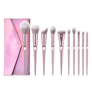 10 thumb makeup brushes set foundation make-up brush eye shadow brush beauty tools(Uniform size,pink)