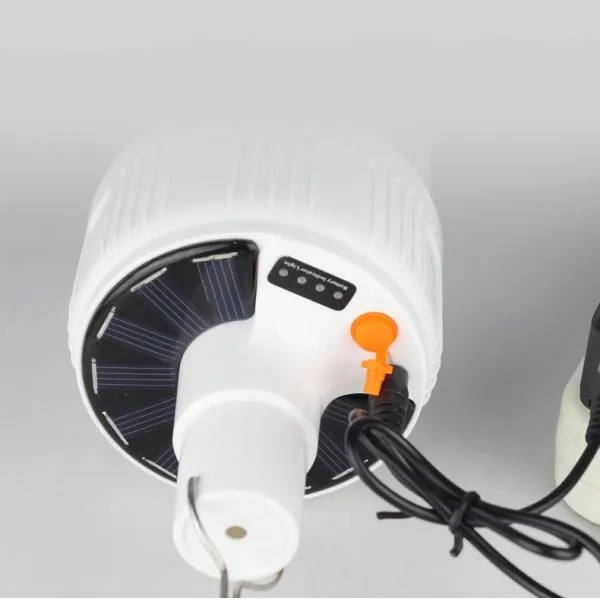 100W 42LED Solar Power 5 Lighting Modes Rechargeable Outdoor Camping Light Bulb Emergency Light for Tent Patio Porch Garden BBQ Night Markets Power Failure