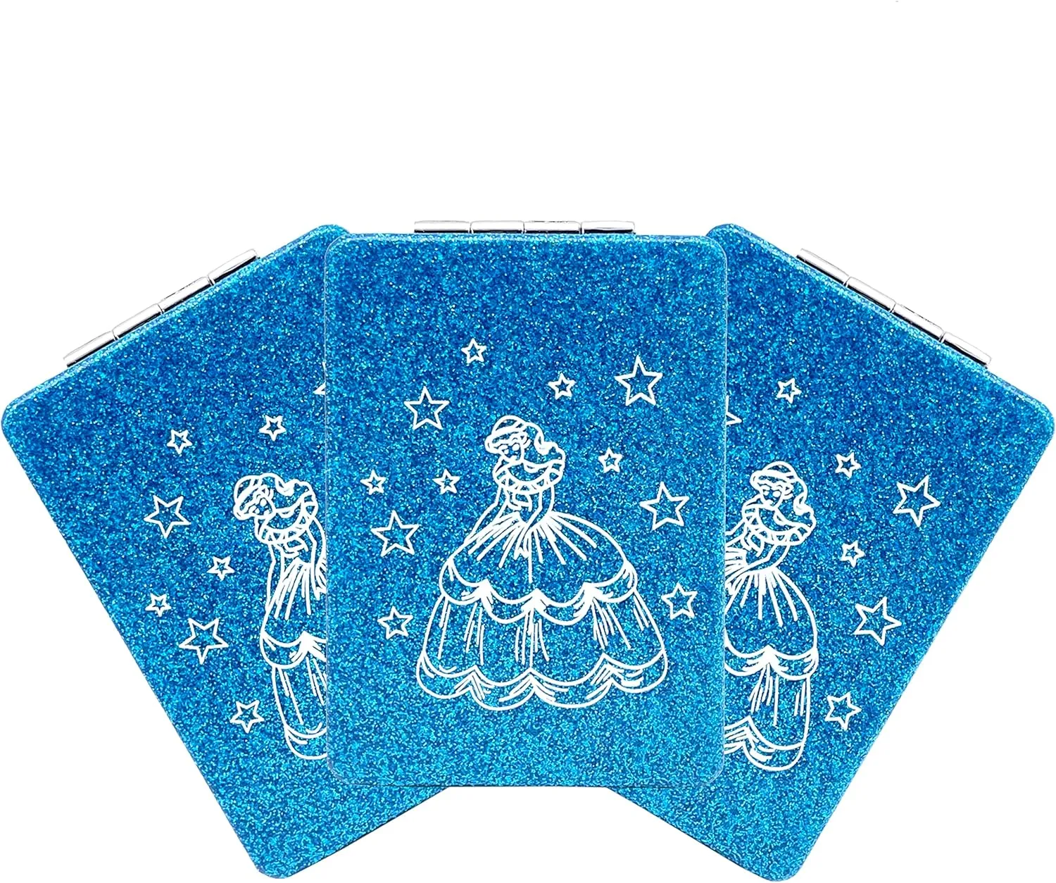 12 Pcs Sweet 15 Quinceanera Compact Mirror Square Glitter Pu Leather Makeup Mirror Recuerdos De Mis Años Birthday Party Favors for Girl (Blue)