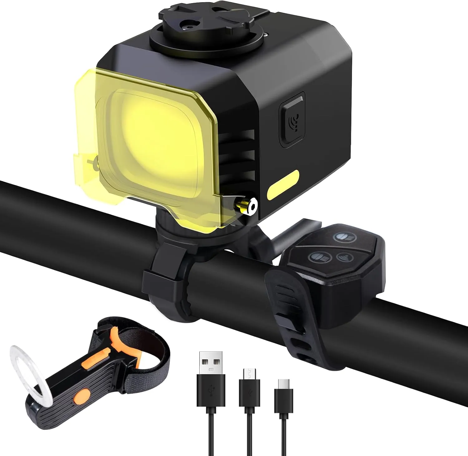 12000LM Ultra-Bright Rechargeable Bike Light, IPX5 8 Modes Including Fog Light, Type-C Fast Charging, Rear Light with 5 Modes – Ideal for Night Riding, Mountain Biking, Commuting, Road Cycling