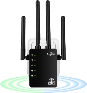 1.2Gbps WiFi Extender Signal Booster, Long Range AC1200 WiFi Booster Dual Band 5GHz /2.4GHz WiFi Repeater Support Onemesh, WPS Setup, 2 Ethernet Ports,Covers Up to 2800 Sq.ft and 45  Devices