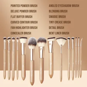 12Pcs Hugs & Kisses Wood Makeup Brush Set Premium Synthetic Blending Powder Buffer Concealer Contour Eyeshadow Crease Smudge Highlighter Cosmetics Brushes