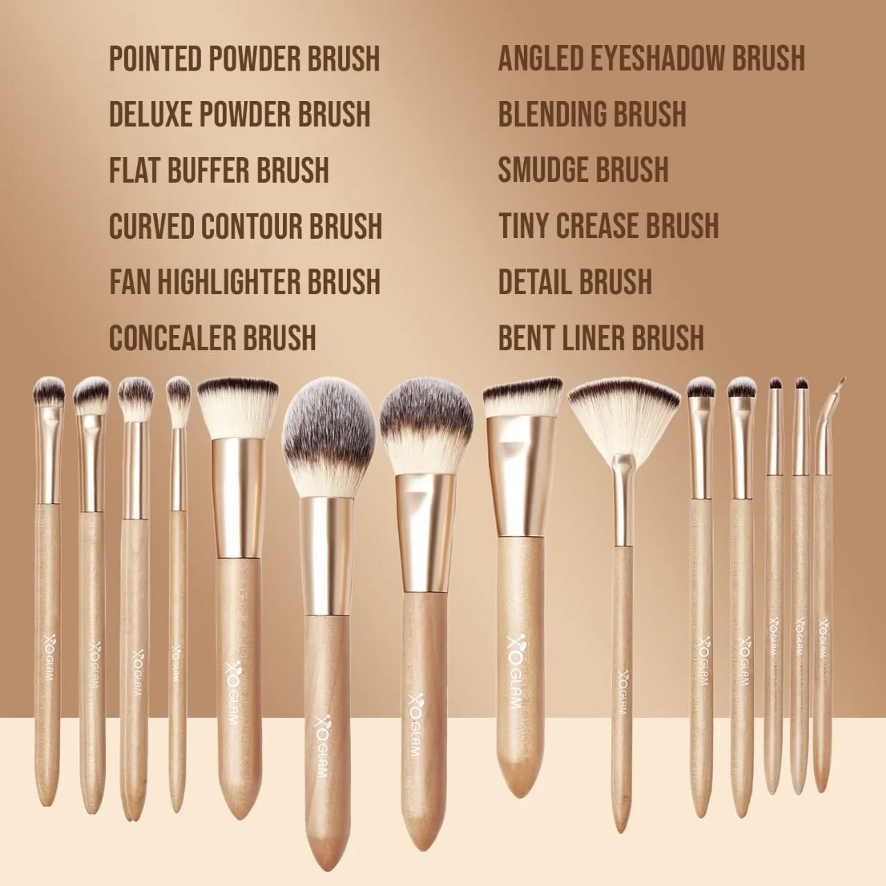 12Pcs Hugs & Kisses Wood Makeup Brush Set Premium Synthetic Blending Powder Buffer Concealer Contour Eyeshadow Crease Smudge Highlighter Cosmetics Brushes