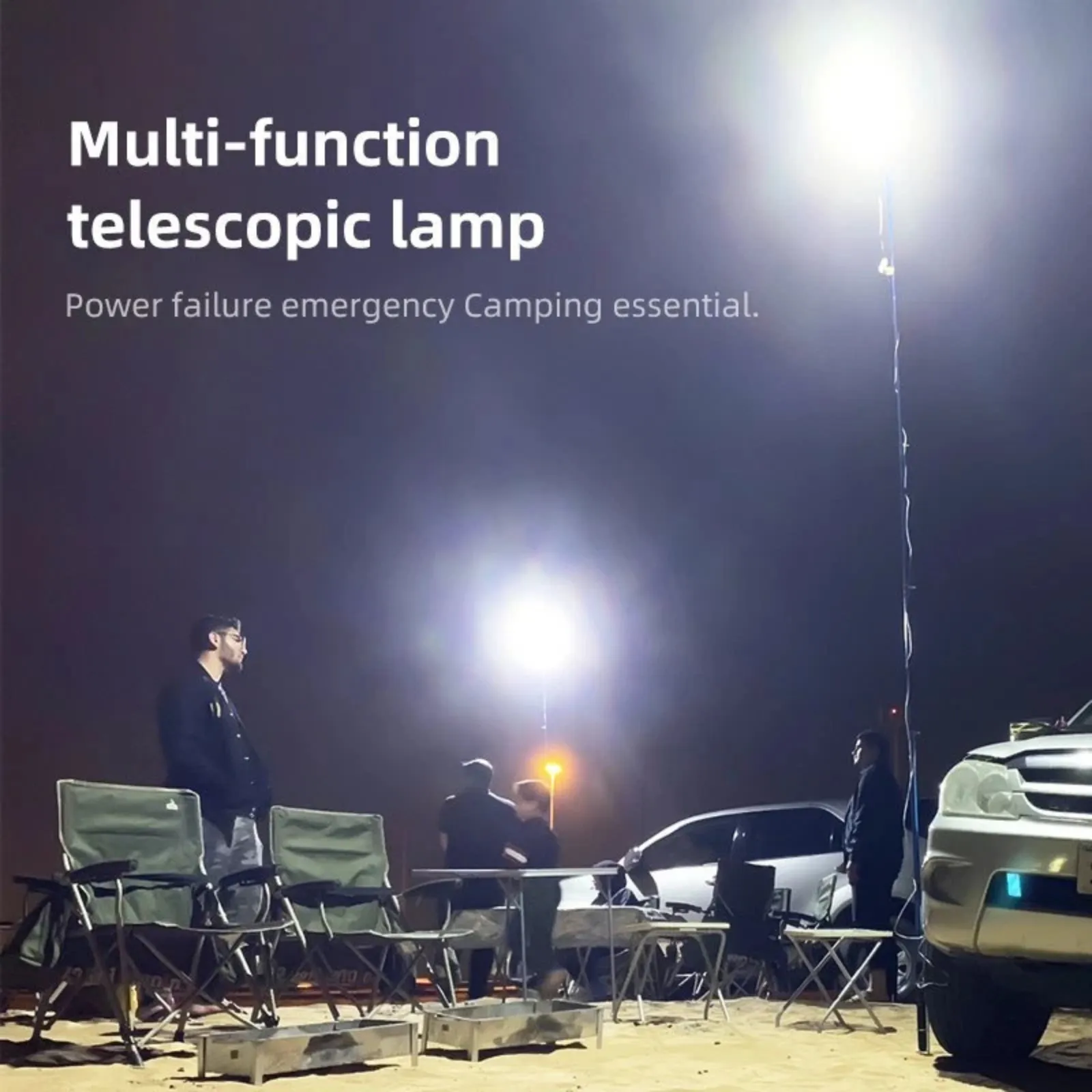 12V Car Repair COB Lantern Lamp Telescopic Light Fishing Rod Pole Camping 800w