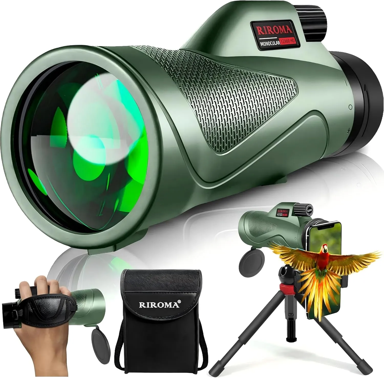 12X60 HD Monocular with Tripod & Bag - Great for Bird Watching, Hiking, and Outdoor Exploration.