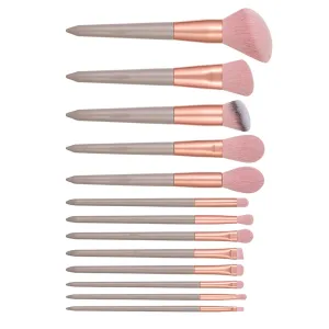 13pcs Makeup Brushes Set, Pink Synthetic Fiber Wooden Handle Portable with Bag Face Makeup Brushes, Blush Makeup Brushes Set