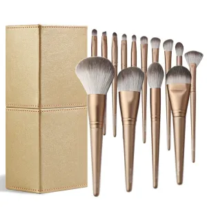 14Pcs Makeup Brushes Set Cosmetic Foundation Powder Blush Eye Shadow Lip Blend Wooden Make Up Brush Tool Kit with Holder