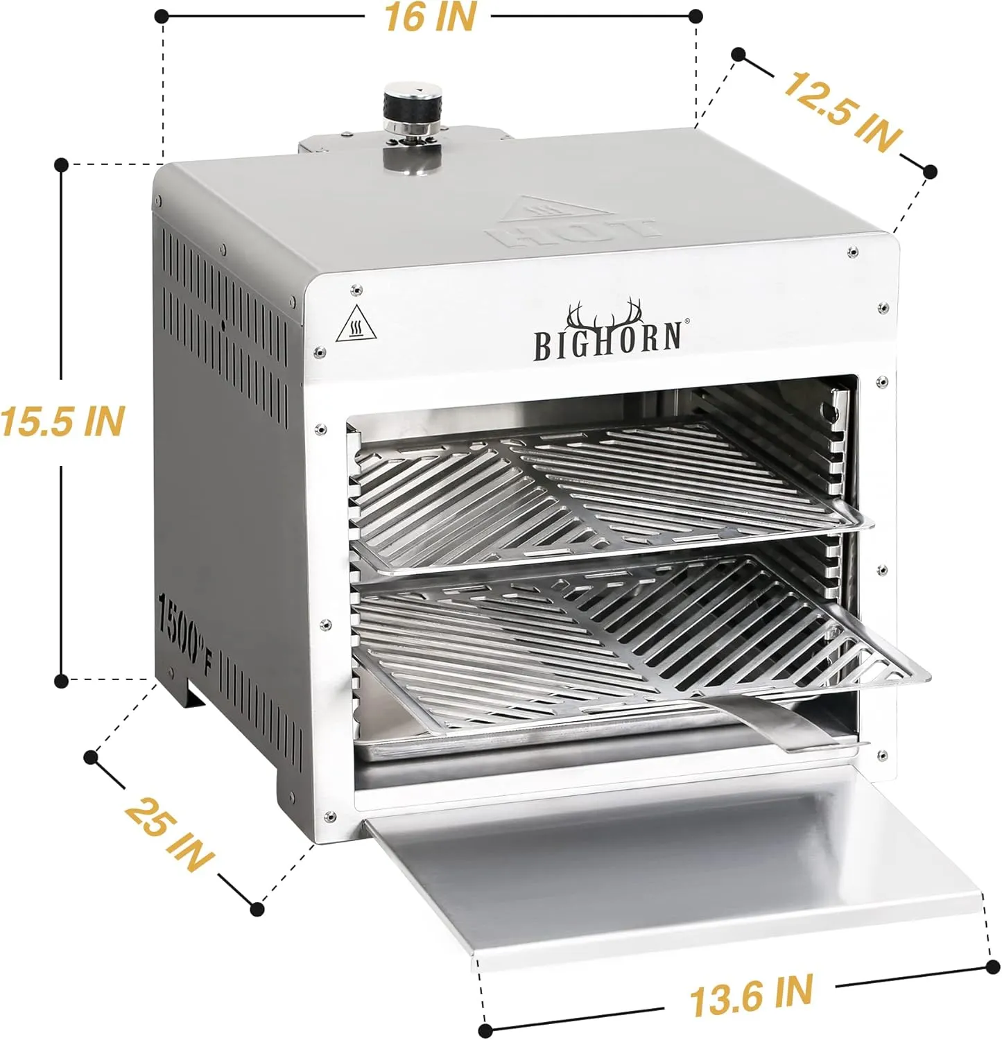 1500℉ Infrared Steak Grill, Portable Propane Gas Grill, Stainless Steel