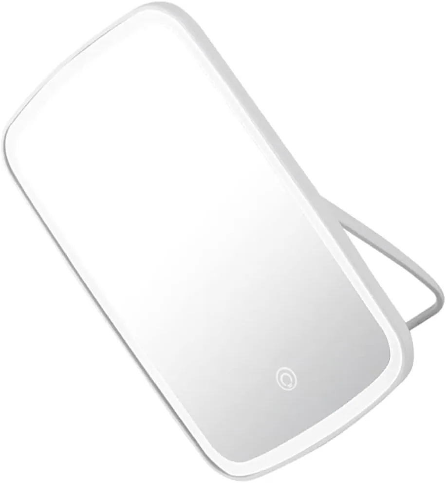 1pc Illuminated Makeup Mirror Led Light Compact Tabletop Design Brightness for Makeup Application Folding Stand for and Storage