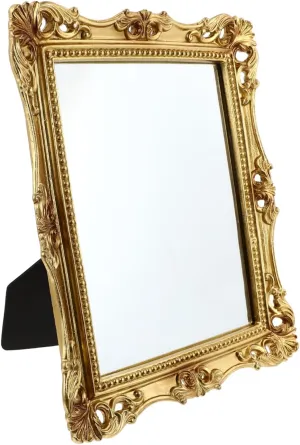 1Pc Vintage Style Carved Pattern Makeup Mirror Elegant Girl Decor Design for Makeup Vanity Durable High Grade Material for Home Present Reflection Without