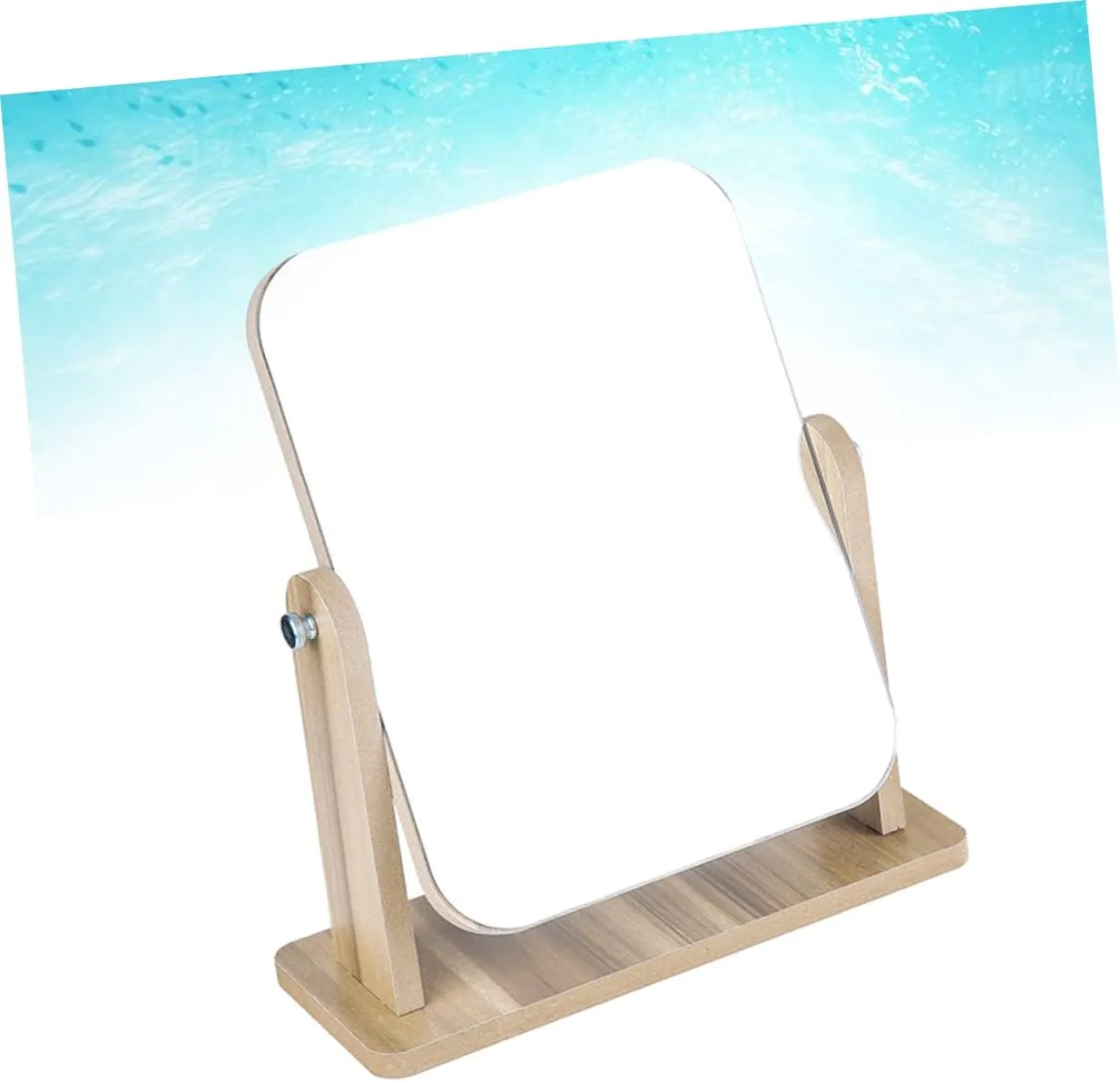 1pc Wooden Vanity Mirrors Makeup Mirror with Lights Beauty Tabletop Square Mirror Tabletop Makeup Mirror Rotatable Makeup Mirror Tabletop Mirror Touch Screen Bamboo Standing Mirror