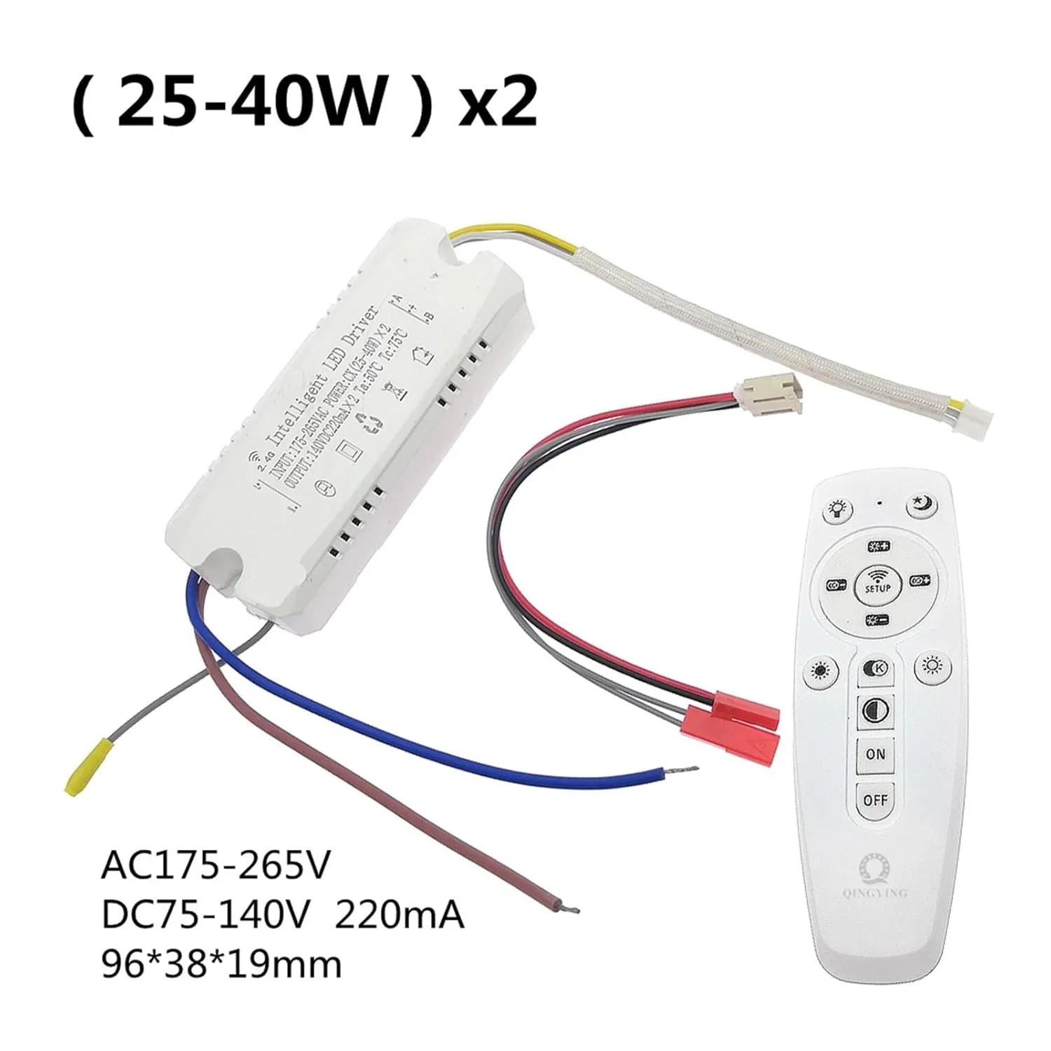 1pcs AC220V 2.4G Remote Control Intelligent LED Driver 8-24W 25-40W 37-60W X2 X4 X6 220mA Color Changeable Dimming Transformer(2Pin-(37-60W) x6)
