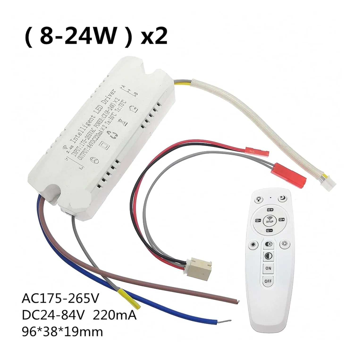 1pcs AC220V 2.4G Remote Control Intelligent LED Driver 8-24W 25-40W 37-60W X2 X4 X6 220mA Color Changeable Dimming Transformer(2Pin-(37-60W) x6)