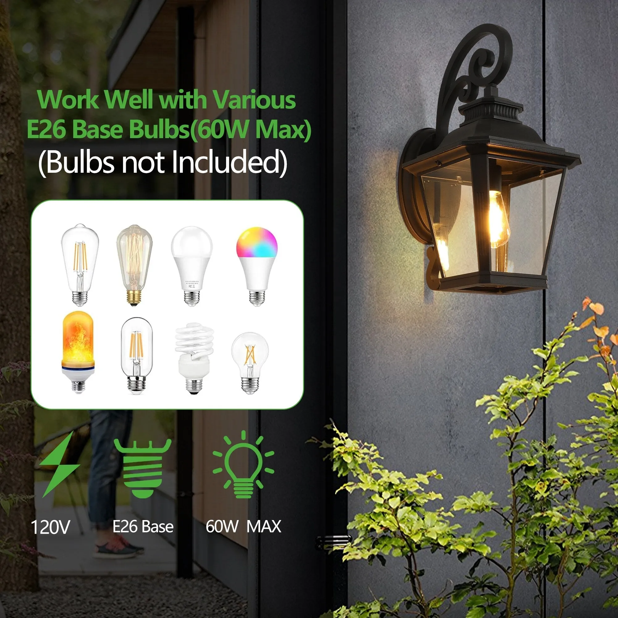 2-Pack 14" Outdoor Wall Lanterns