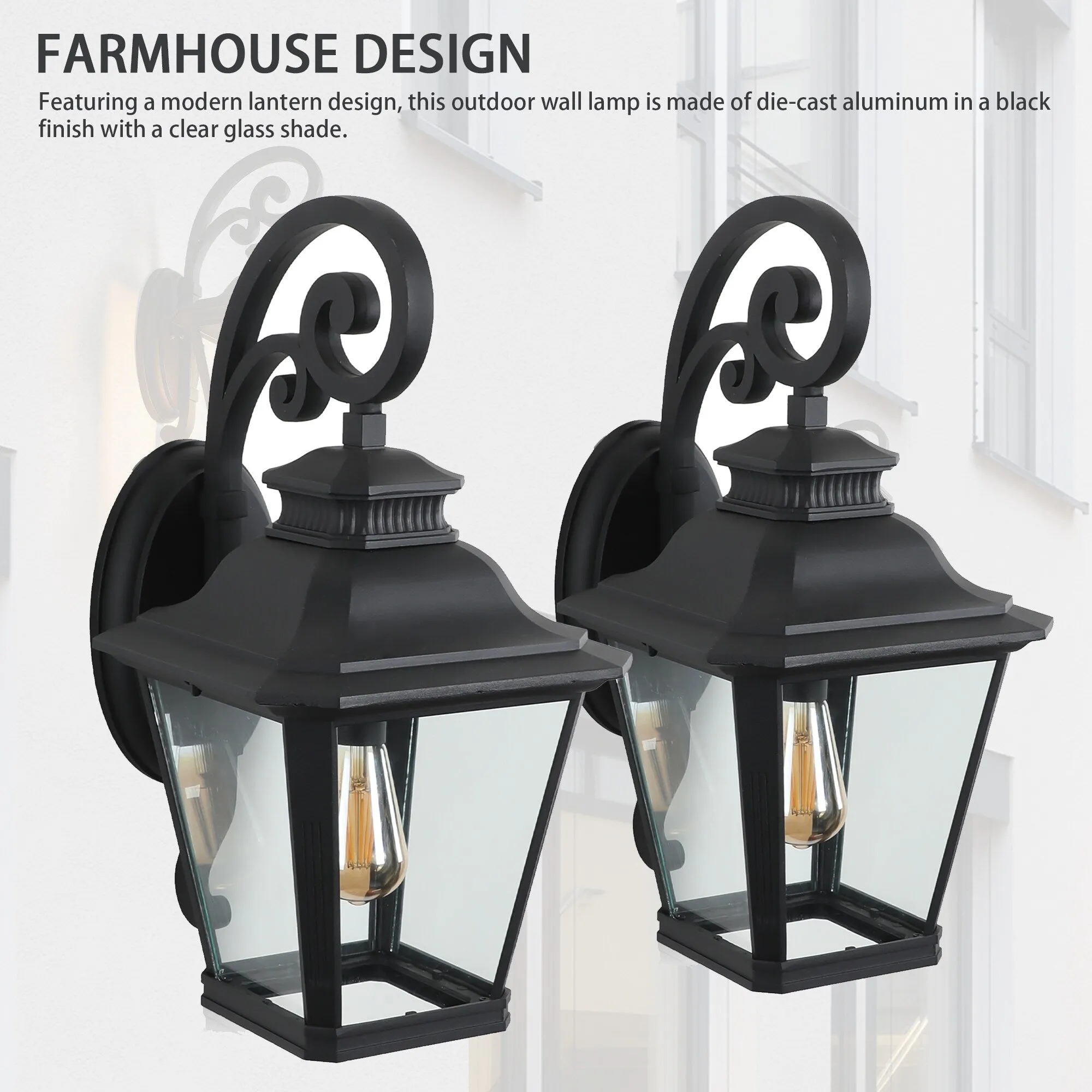 2-Pack 14" Outdoor Wall Lanterns