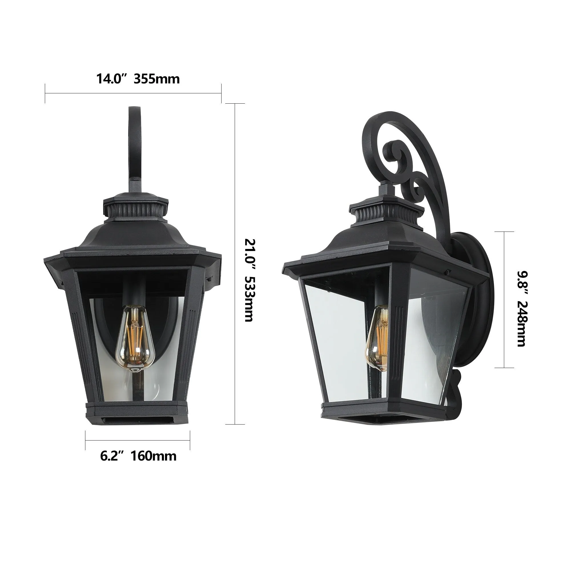 2-Pack 14" Outdoor Wall Lanterns