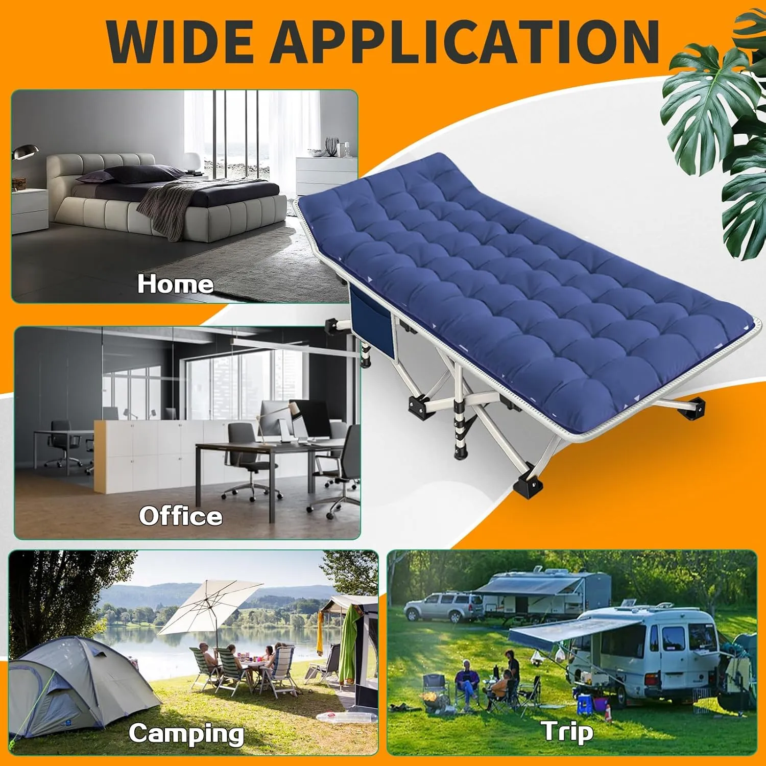 2 Pack Camping Cot with Mattress Comfortable Sturdy Load up to 450LB Cots for Sleeping Camping Bed Folding Cot with Carry Bag for Home Office Indoor Outdoor