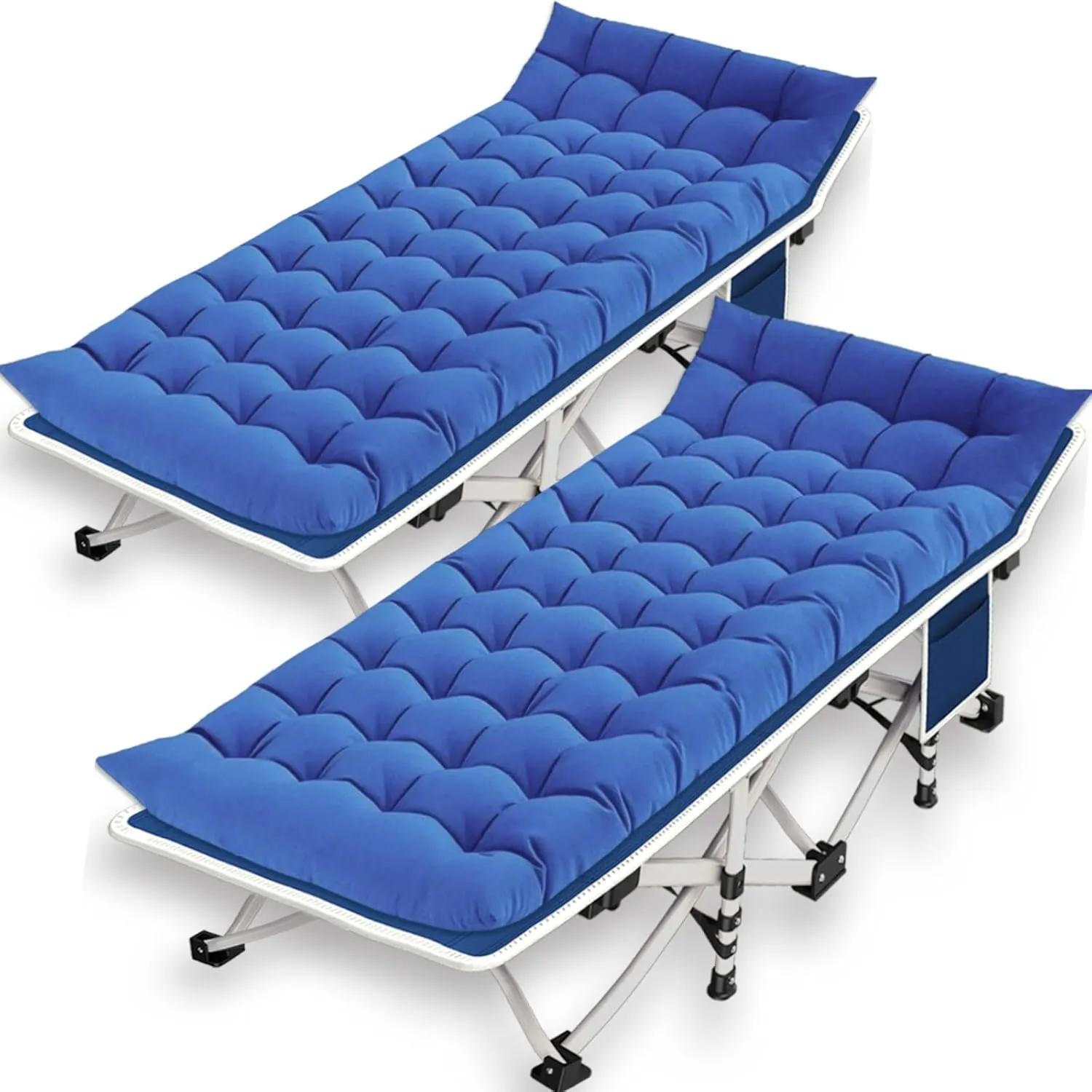 2 Pack Camping Cot with Mattress Comfortable Sturdy Load up to 450LB Cots for Sleeping Camping Bed Folding Cot with Carry Bag for Home Office Indoor Outdoor