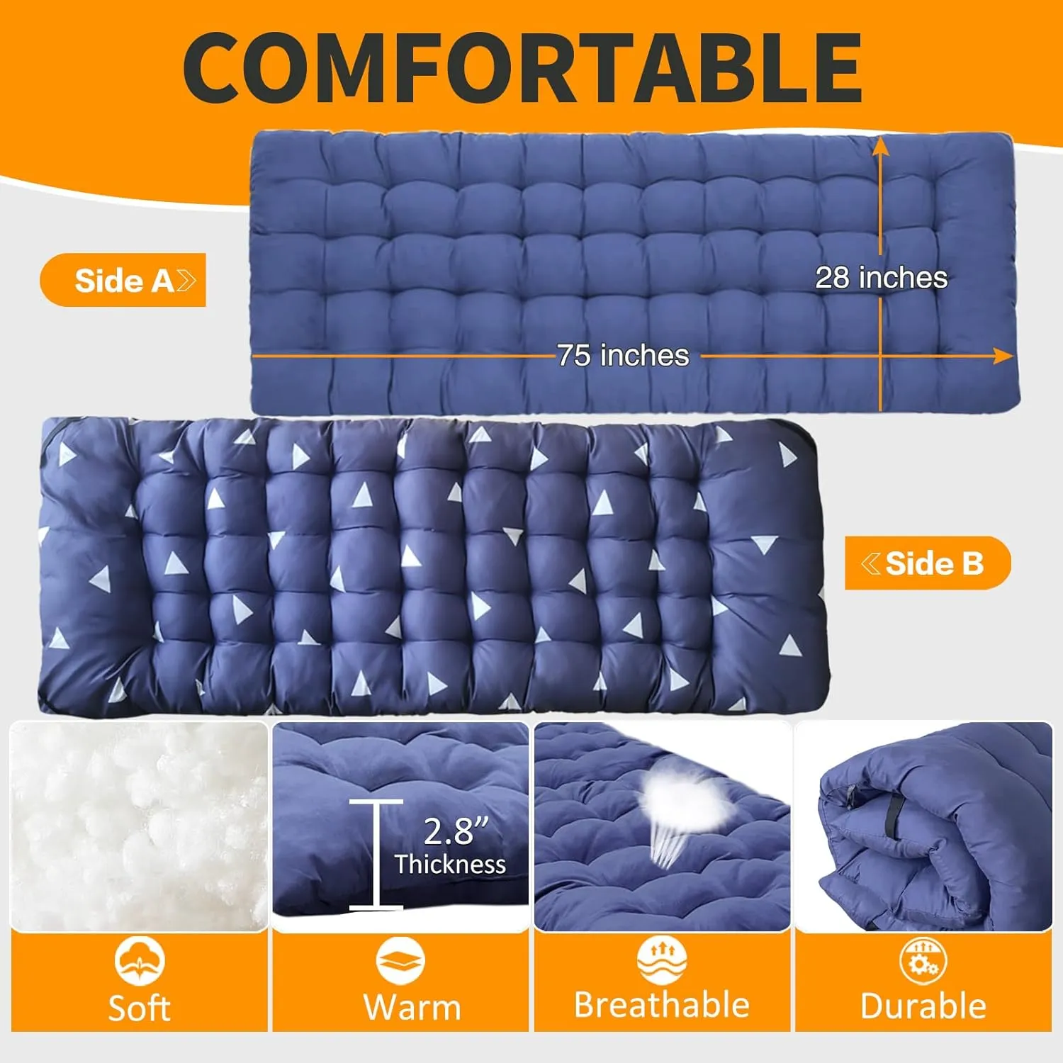2 Pack Camping Cot with Mattress Comfortable Sturdy Load up to 450LB Cots for Sleeping Camping Bed Folding Cot with Carry Bag for Home Office Indoor Outdoor