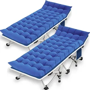 2 Pack Camping Cot with Mattress Comfortable Sturdy Load up to 450LB Cots for Sleeping Camping Bed Folding Cot with Carry Bag for Home Office Indoor Outdoor