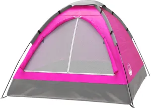 2 Person Camping Tent with Rain Fly and Carrying Bag - Lightweight Outdoor Tent for Backpacking, Hiking, or Beach Use by Wakeman Outdoors (Pink)
