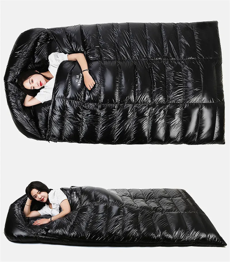 2-Person White Goose Down Filled Camping or Home Sleeping Bag - Thin and Suitable for Warm Weather