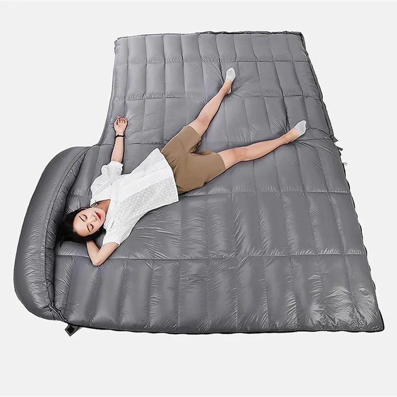 2-Person White Goose Down Filled Camping or Home Sleeping Bag - Thin and Suitable for Warm Weather
