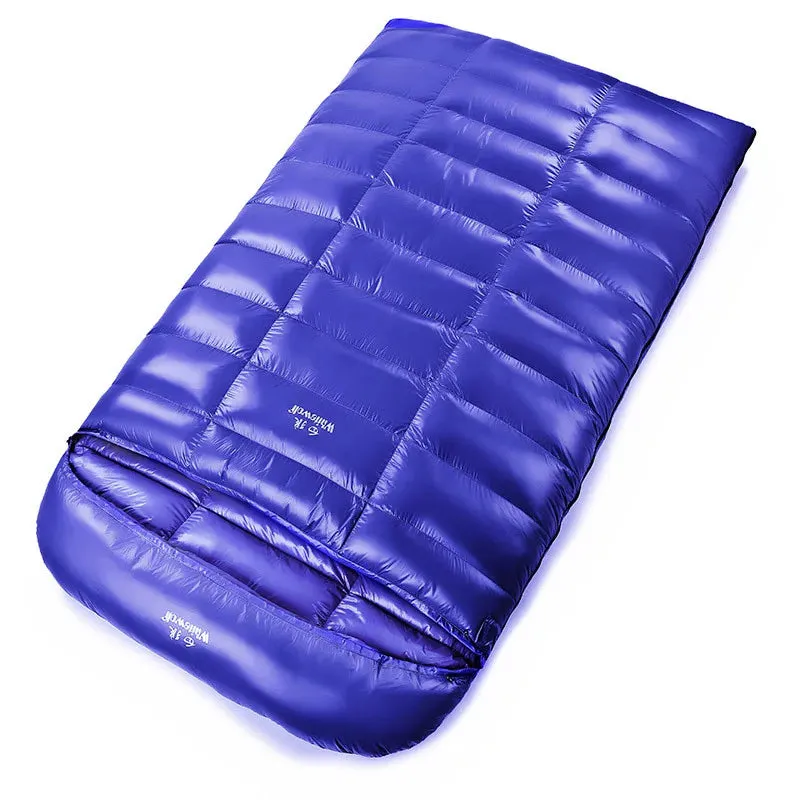 2-Person White Goose Down Filled Camping or Home Sleeping Bag - Thin and Suitable for Warm Weather
