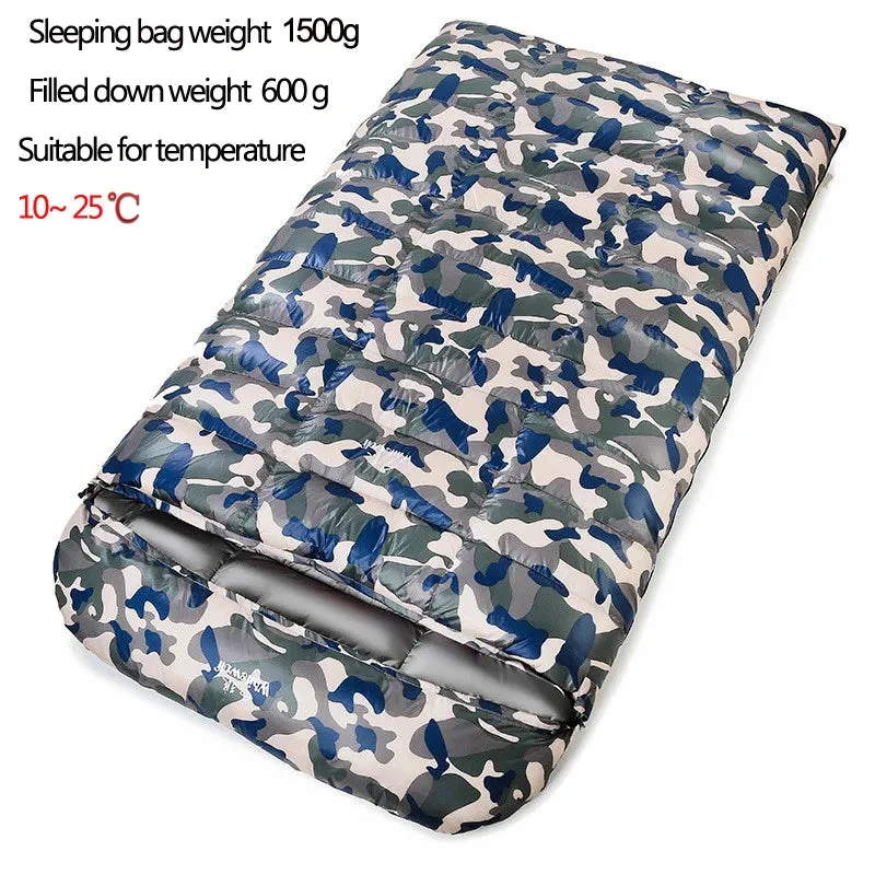 2-Person White Goose Down Filled Camping or Home Sleeping Bag - Thin and Suitable for Warm Weather