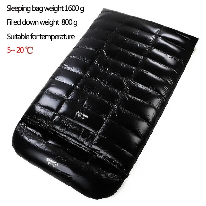 2-Person White Goose Down Filled Camping or Home Sleeping Bag - Thin and Suitable for Warm Weather