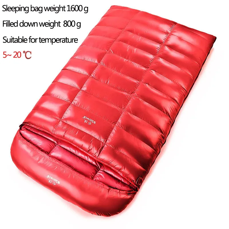 2-Person White Goose Down Filled Camping or Home Sleeping Bag - Thin and Suitable for Warm Weather