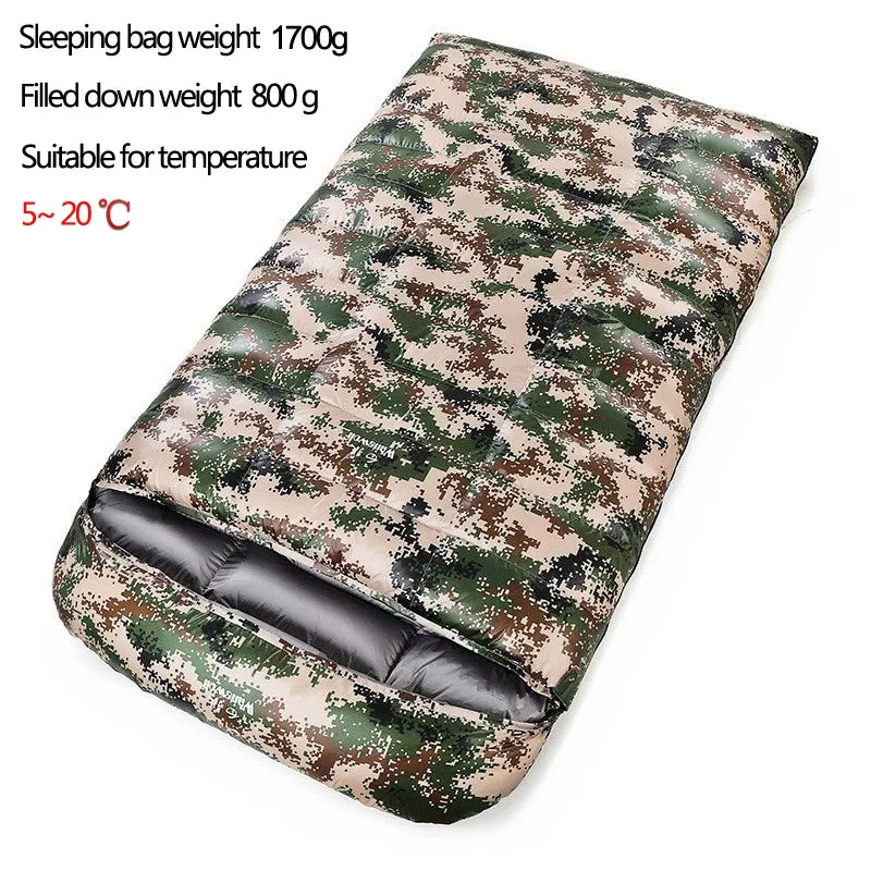 2-Person White Goose Down Filled Camping or Home Sleeping Bag - Thin and Suitable for Warm Weather
