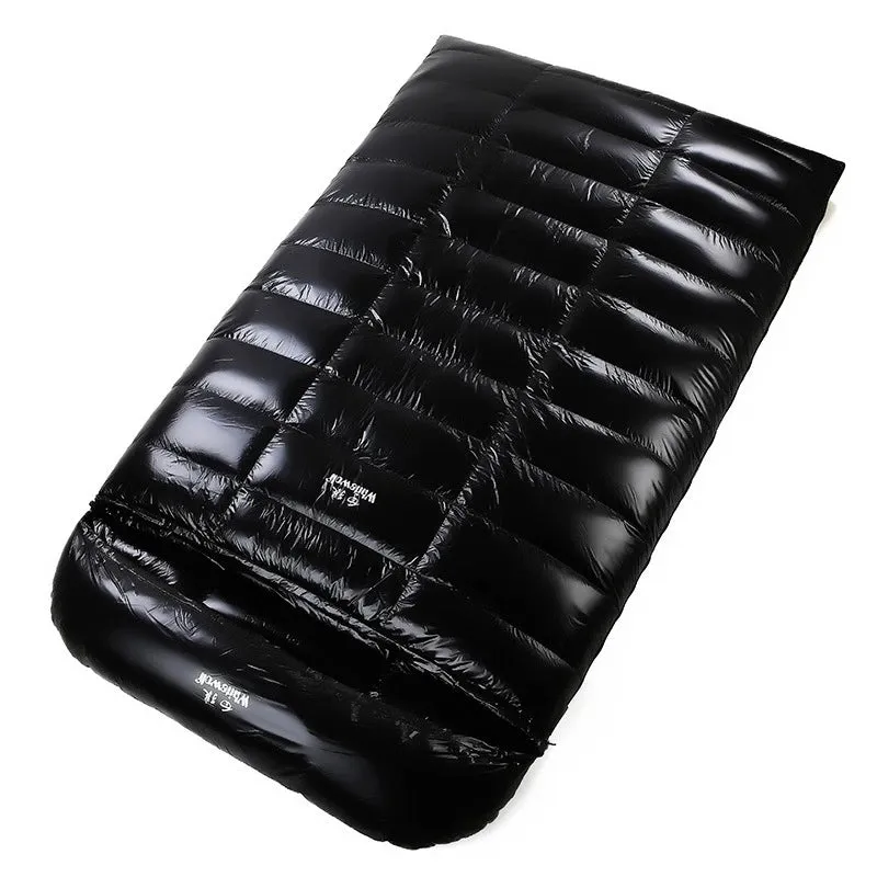 2-Person White Goose Down Winter Sleeping Bag - Outdoor Camping Envelope Style, 220x130CM