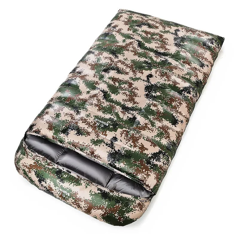 2-Person White Goose Down Winter Sleeping Bag - Outdoor Camping Envelope Style, 220x130CM