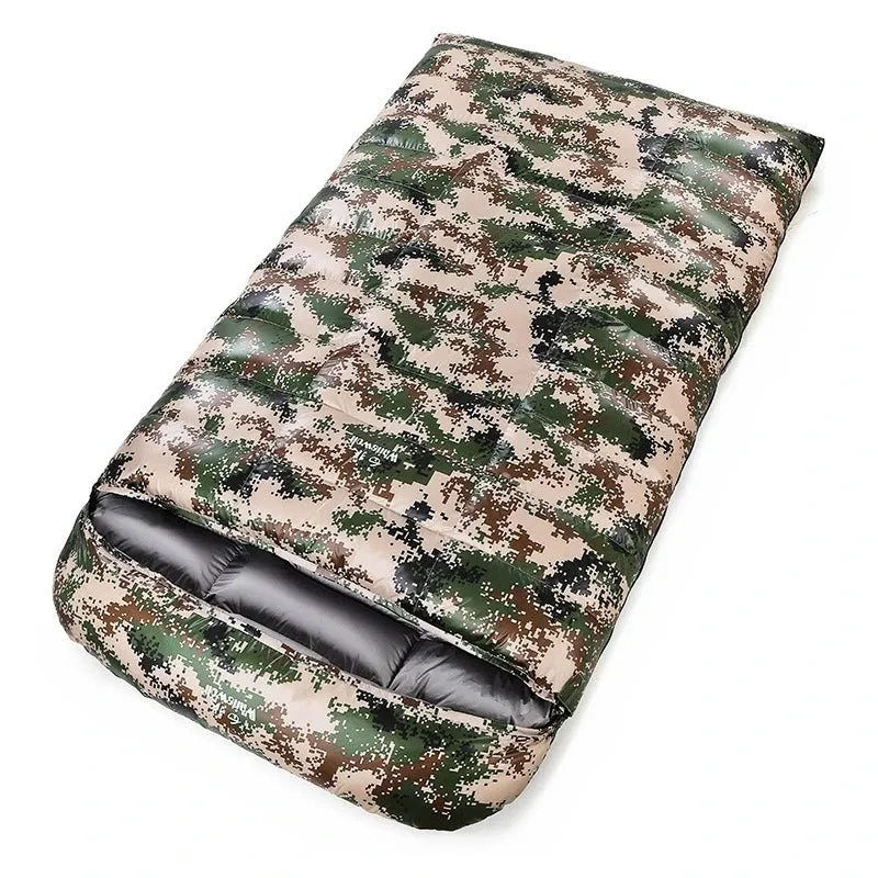 2-Person White Goose Down Winter Sleeping Bag - Outdoor Camping Envelope Style, 220x130CM