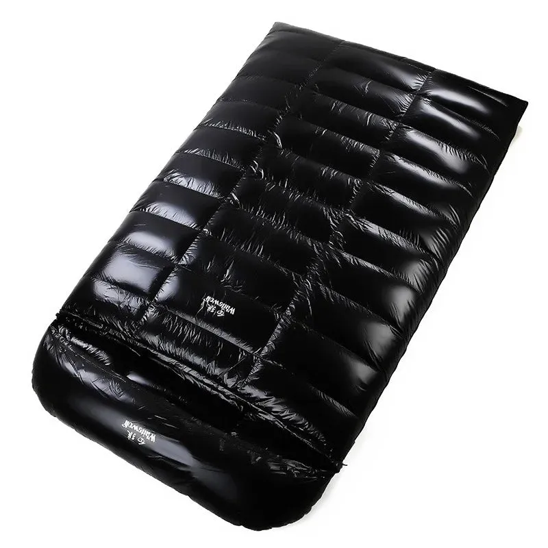 2-Person White Goose Down Winter Sleeping Bag - Outdoor Camping Envelope Style, 220x130CM