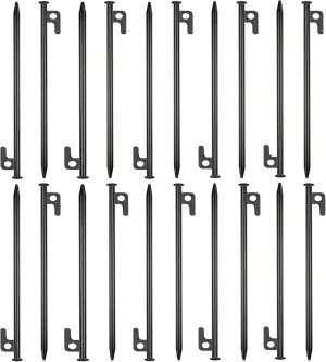 20 Pack Tent Stakes Heavy Duty 16 inch Forged Steel Solid Tent Pegs Metal Ground Camping Stakes for Camping Unbreakable and Inflexible