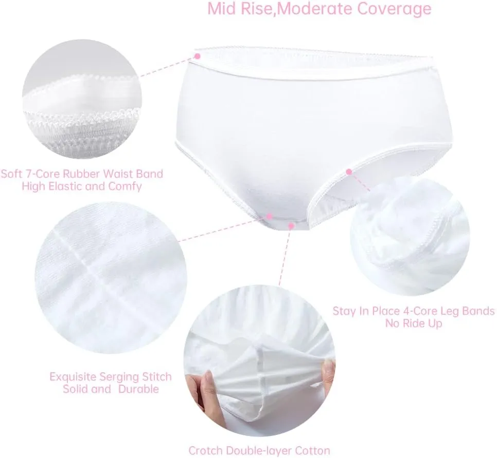 20/10/5 Pack Women's Disposable 100% Cotton Underwear Ladies Briefs Panties for Travel Hotel Spa Hospital Stays Emergencies