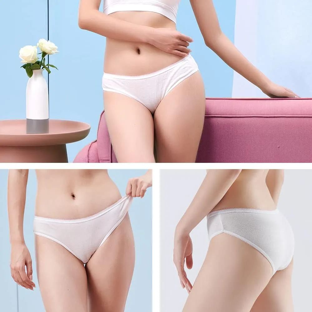 20/10/5 Pack Women's Disposable 100% Cotton Underwear Ladies Briefs Panties for Travel Hotel Spa Hospital Stays Emergencies