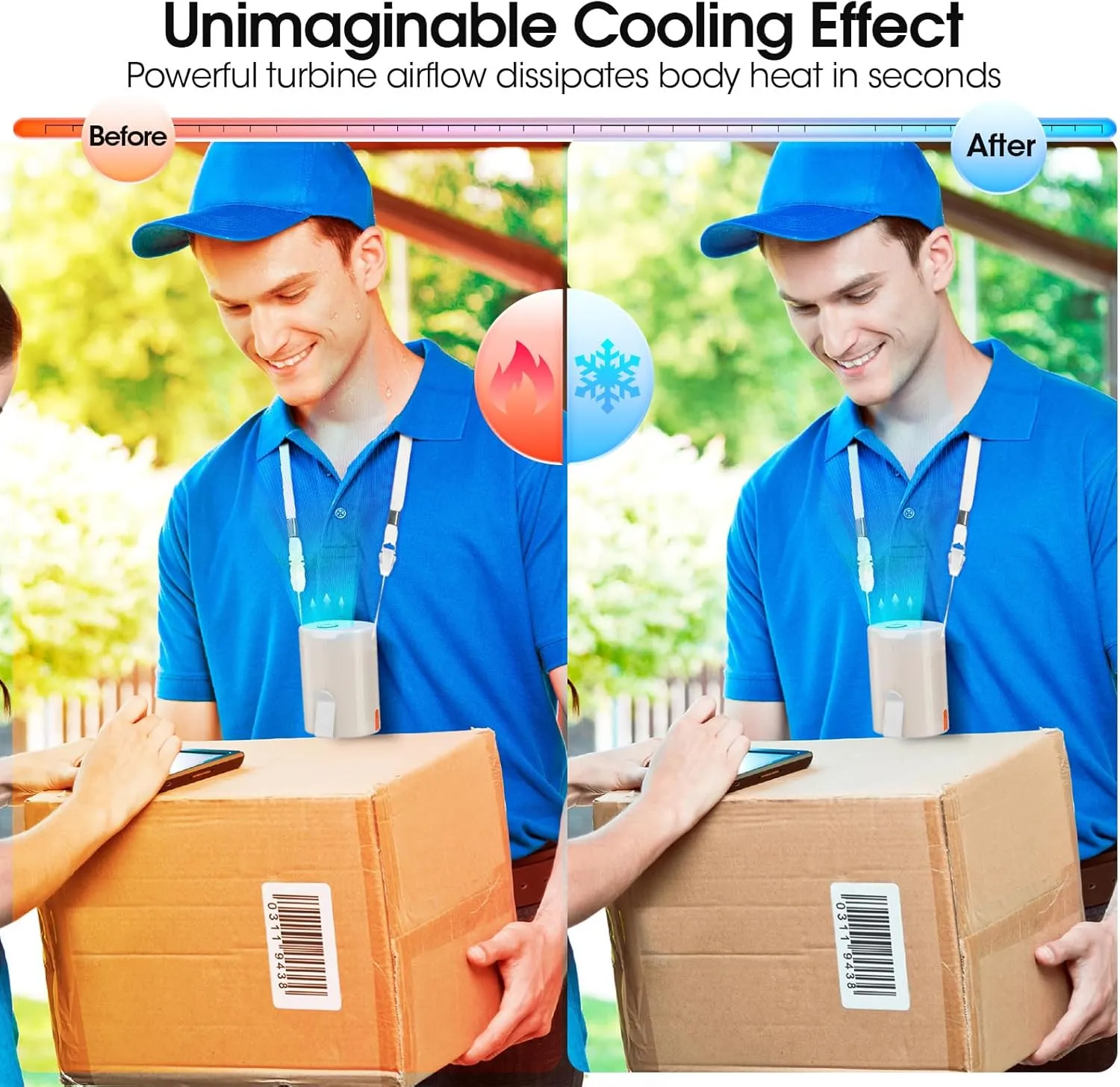 2025 AI Portable Fan Rechargeable, 4 Speeds 6600RPM Strong Airflow, Personal Waist Fan with up to 25H of Working Time, Hanging Neck Fan, Wearable Belt Fan for Camping, Outdoor, Jobsite - Champagne