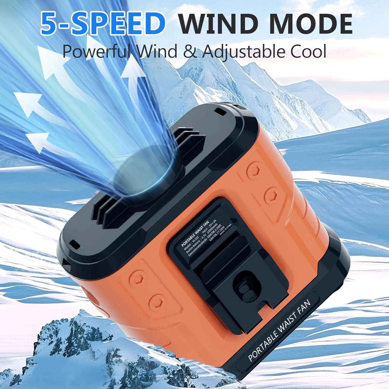 2025 Upgraded 10000mAh Waist Fan, Portable Waist Clip Fan 5 Speeds 40H Runtime, Hands-Free Neck Fan with Flashlight Rechargeable, Personal Wearable Cooling Air for Travel, Outdoor, Camping, Jobsite