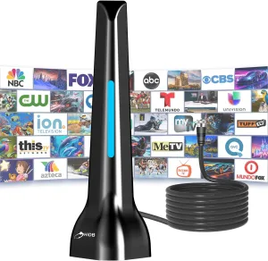 2025 Upgraded TV Antenna for Smart TV - Indoor Long Range HDTV Antenna with 360° Reception, Magnetic Base for Easy Installation, Supports 4K, 1080p, UHF, VHF - Free Local Channels for Smart TVs