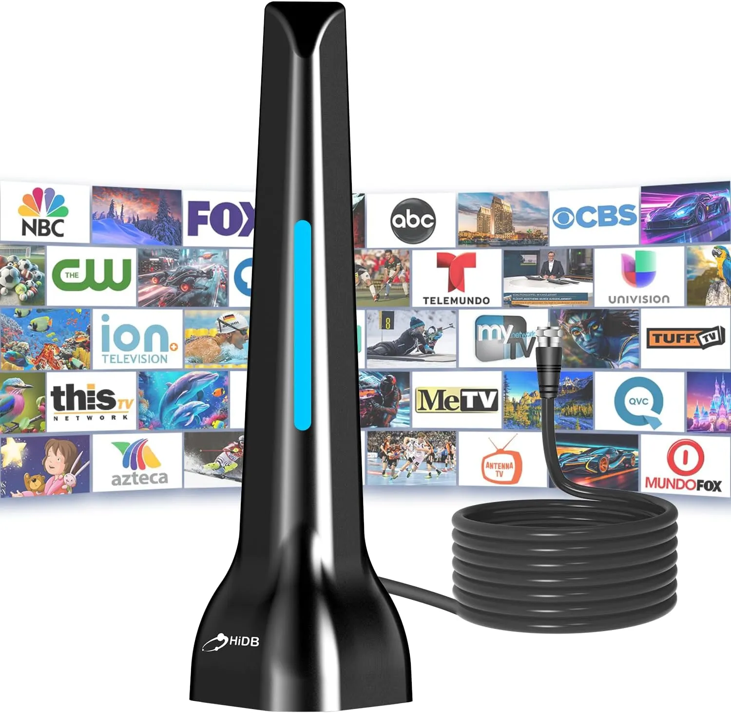 2025 Upgraded TV Antenna for Smart TV - Indoor Long Range HDTV Antenna with 360° Reception, Magnetic Base for Easy Installation, Supports 4K, 1080p, UHF, VHF - Free Local Channels for Smart TVs