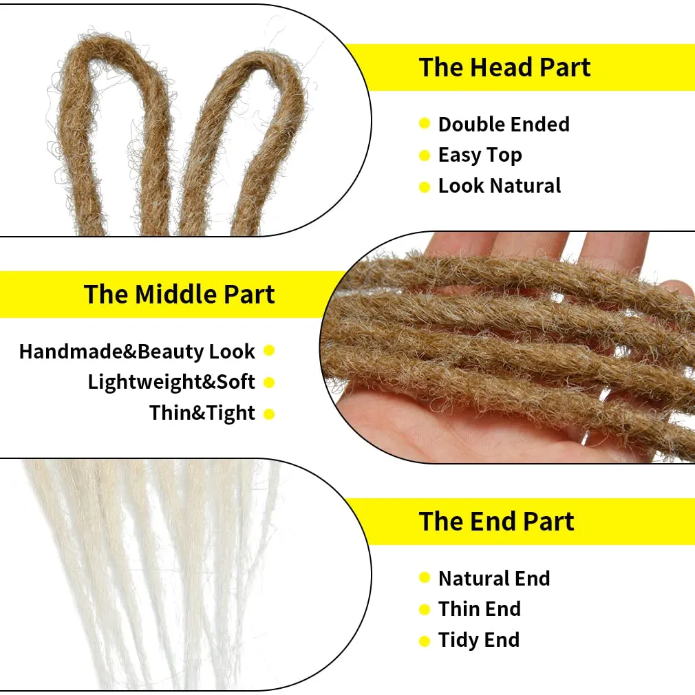 20" Double Ended Dreadlock Extensions 15 Strands Light Blonde DE Soft Synthetic Handmade Braid Dread Extensions