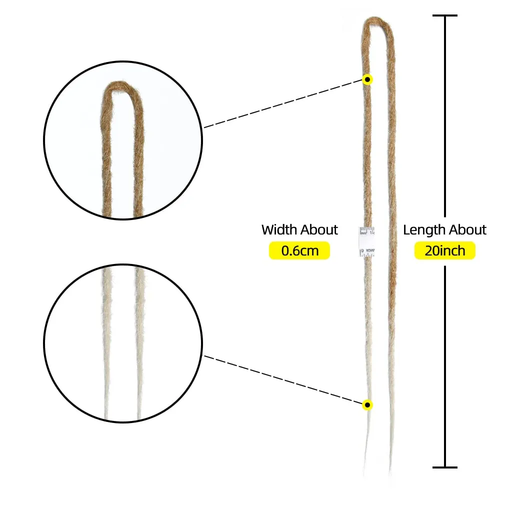 20" Double Ended Dreadlock Extensions 15 Strands Light Blonde DE Soft Synthetic Handmade Braid Dread Extensions