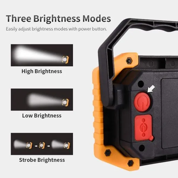 20W 2 COB 1500LM LED Work Light Rechargeable Portable Waterproof LED Flood Lights for Outdoor Camping Hiking Emergency Car Repairing and Job Site Lighting